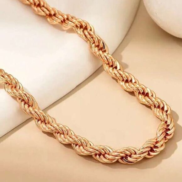 18K Gold Filled Rope Chain Necklace - Picture 3 of 4